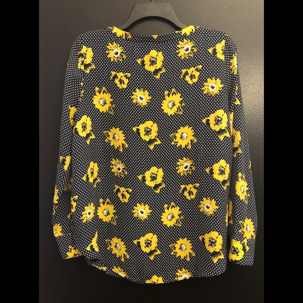 Banana Republic Yellow & Navy Floral Long-Sleeve Blouse - Picture 2 of 3